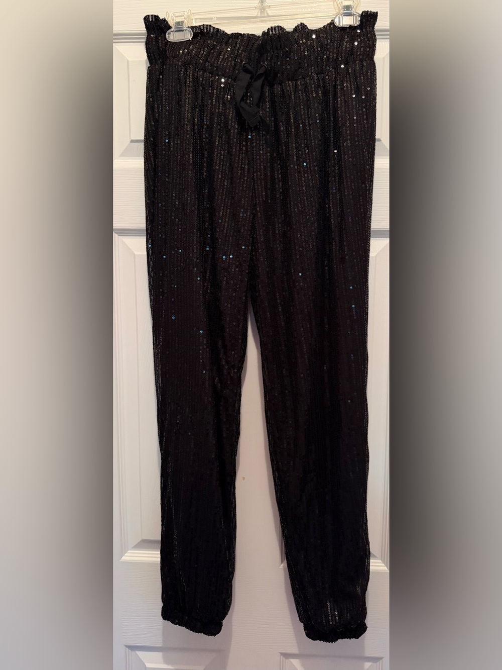 Black sequin joggers